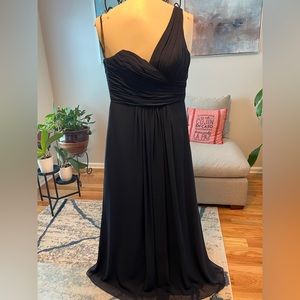 Navy blue, one shoulder prom dress or wedding dress